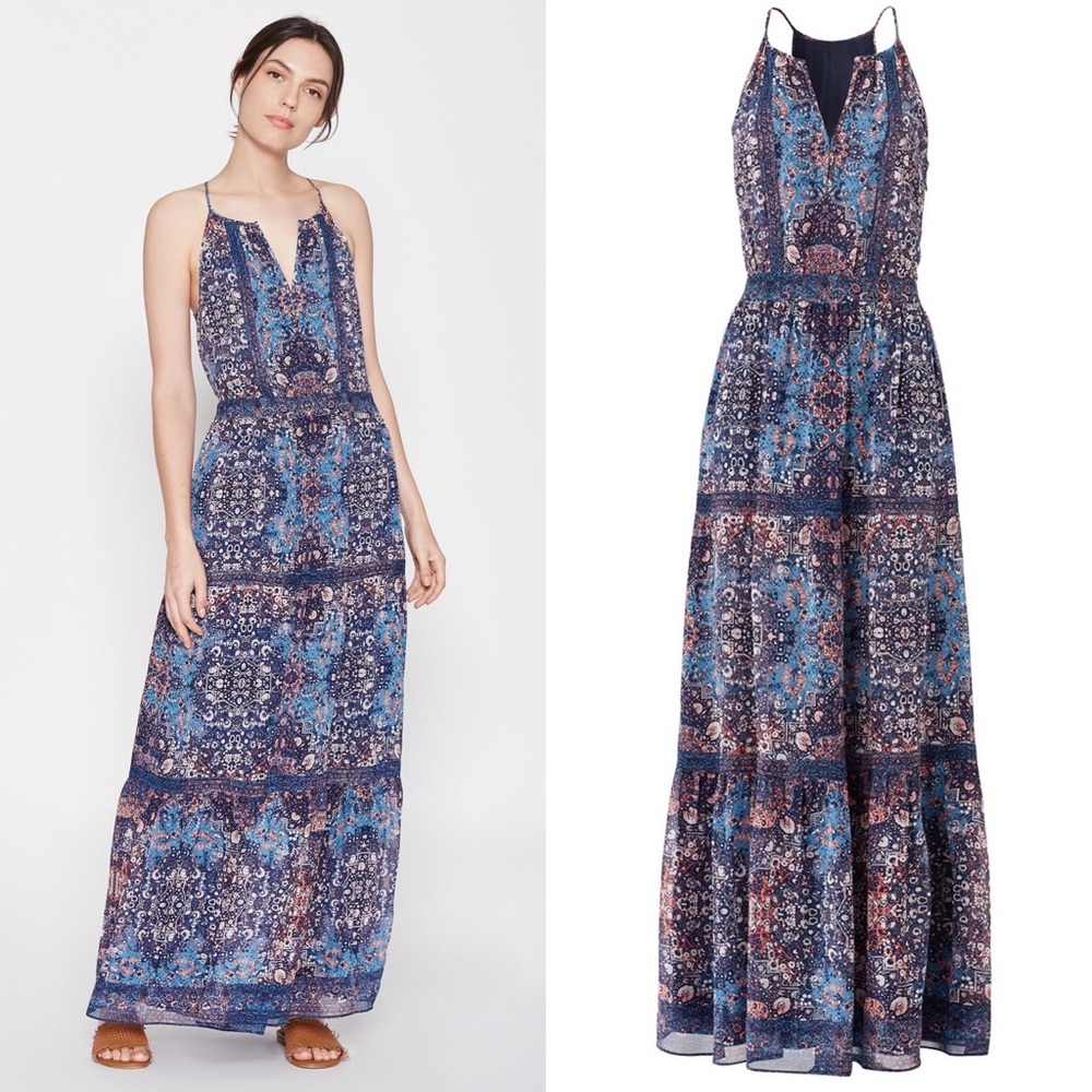 💙🩵🩶 Elegant Blue Patterned Maxi Dress 🩶🩵💙